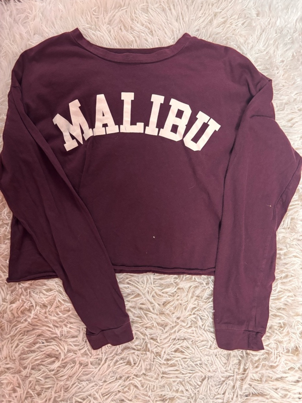 Malibu Pullover Sweatshirt - Deep Burgundy with White Letters